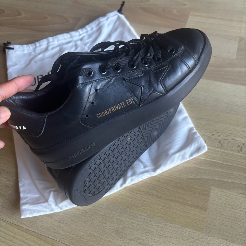 Golden Goose Black Leather Sneakers with Star - Picture 7 of 12